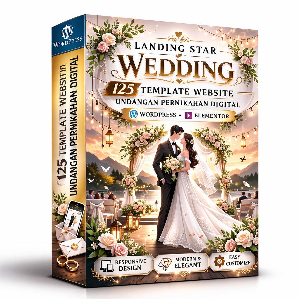 LANDING STAR WEDDING - 125 Template Website Undangan Pernikahan Digital Wordpress Elementor