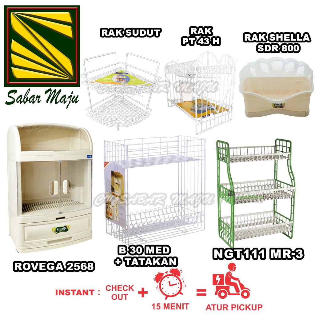 Rak Piring Anti Karat, Rak Piring Plastik serbaguna + Tutup, Rak Sudut / Rak Dapur /Kamar Mandi