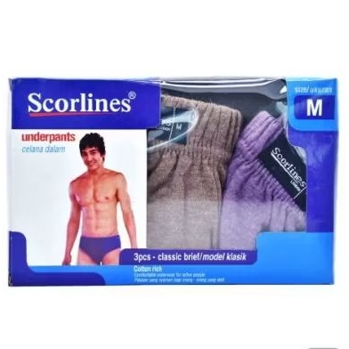 Scorlines Underpants Celana Dalam Pria Classic Brief M 3 pcs 