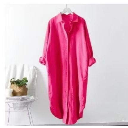 Baju tunik warna fanta/Kemeja tunik pink fanta