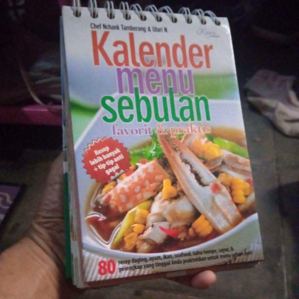 buku Kalender menu Sebulan Favorit,80 Resep daging, ayam, ikan, seafood,tahu tempe, sayur, buku Lux 