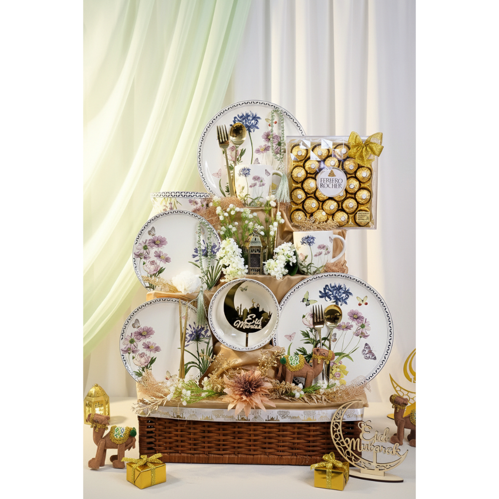 HAMPERS PREMIUM KERAMIK DINNER SET LEBARAN, PARSEL LEBARAN PREMIUM KERAMIK DINNER SET, PARCEL LUXURY