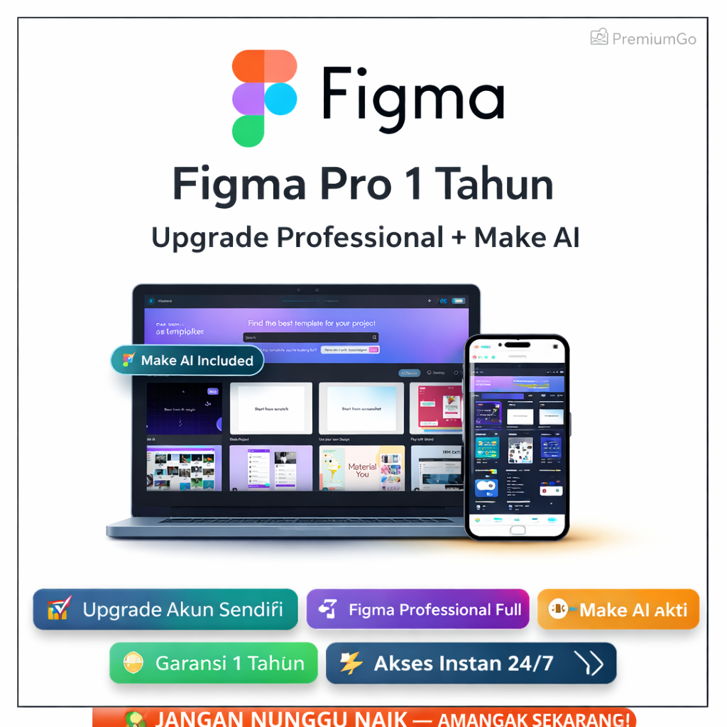 [24/7] FIGMA EDUCATION LIFETIME | Figma Pro 1 Tahun Upgrade | Figma Professional + Make AI | Upgrade