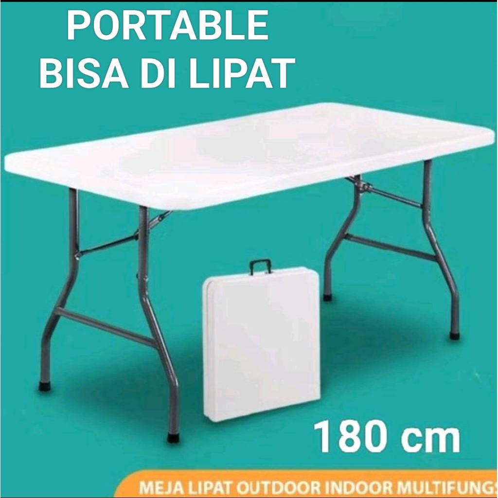 Meja Lipat jumbo meja Outdoor 180cm Meja Lipat Portable Meja jualan lipat Serbaguna Ukuran Jumbo 180