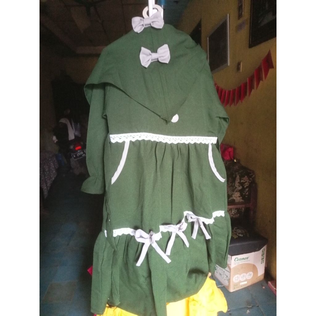 gamis set kerudung ijo army