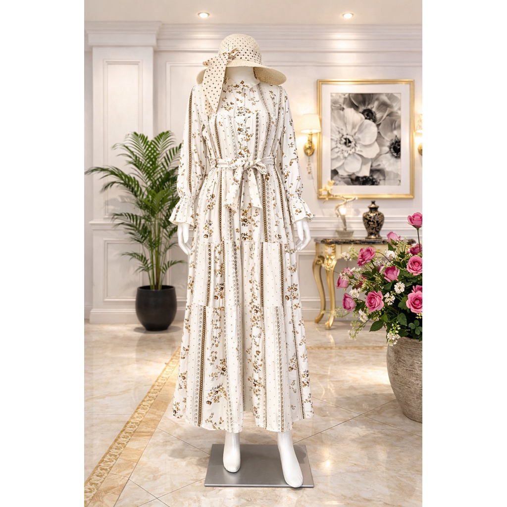 New Dress AURELIA Gamis Rayon Premium dengan kerah Shanghai