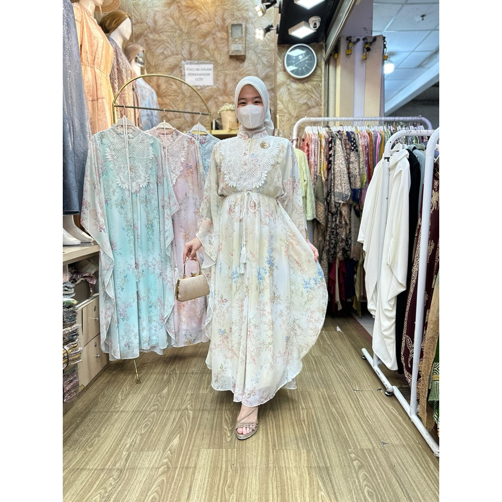 DEWINA DRESS KAFTAN | KAFTAN MOTIF BUNGA | KAFTAN CANTIK