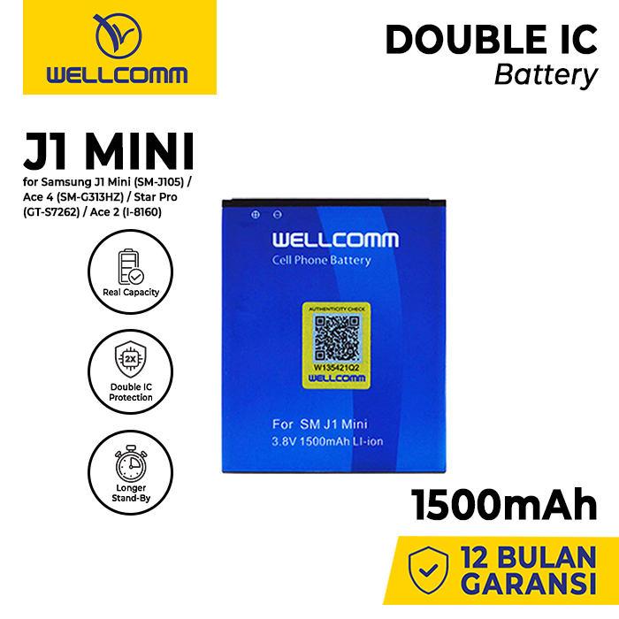 Battery Double Ic Wellcomm Sam J1 Mini/Ace 4/Star Pro/Ace 2 1500mAh