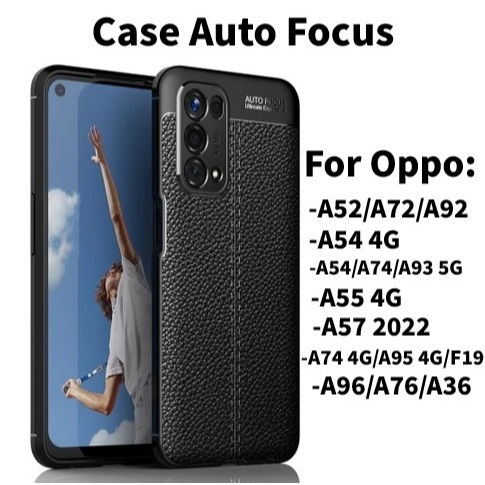 Case Oppo A52 A54 A55 A57 A74 A96 4G/5G silikon autofocus Leather TPU kulit jeruk