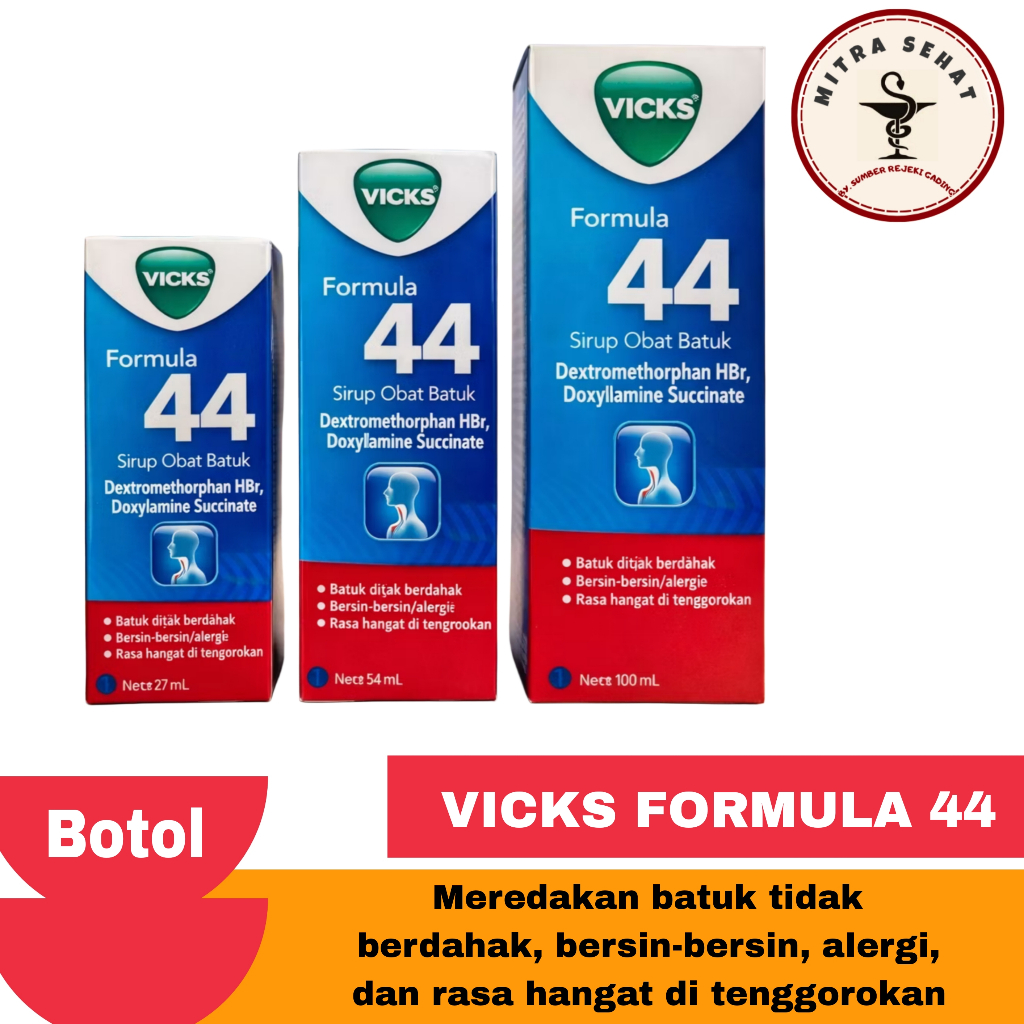 Vicks Formula 44 Dewasa - Mengatasi Batuk Tidak Berdahak dan Gejala Flu