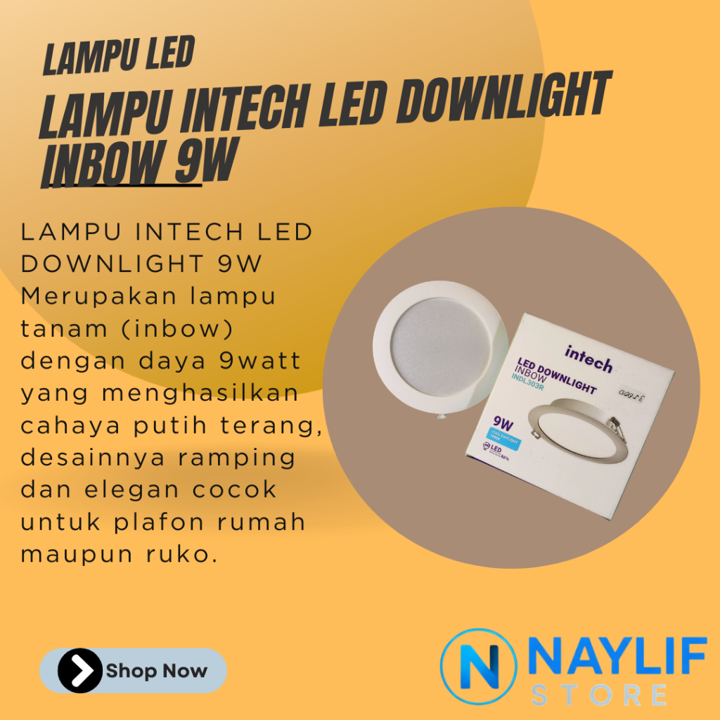 LAMPU PANEL INTECH  LED DOWNLIGHT 9WATT