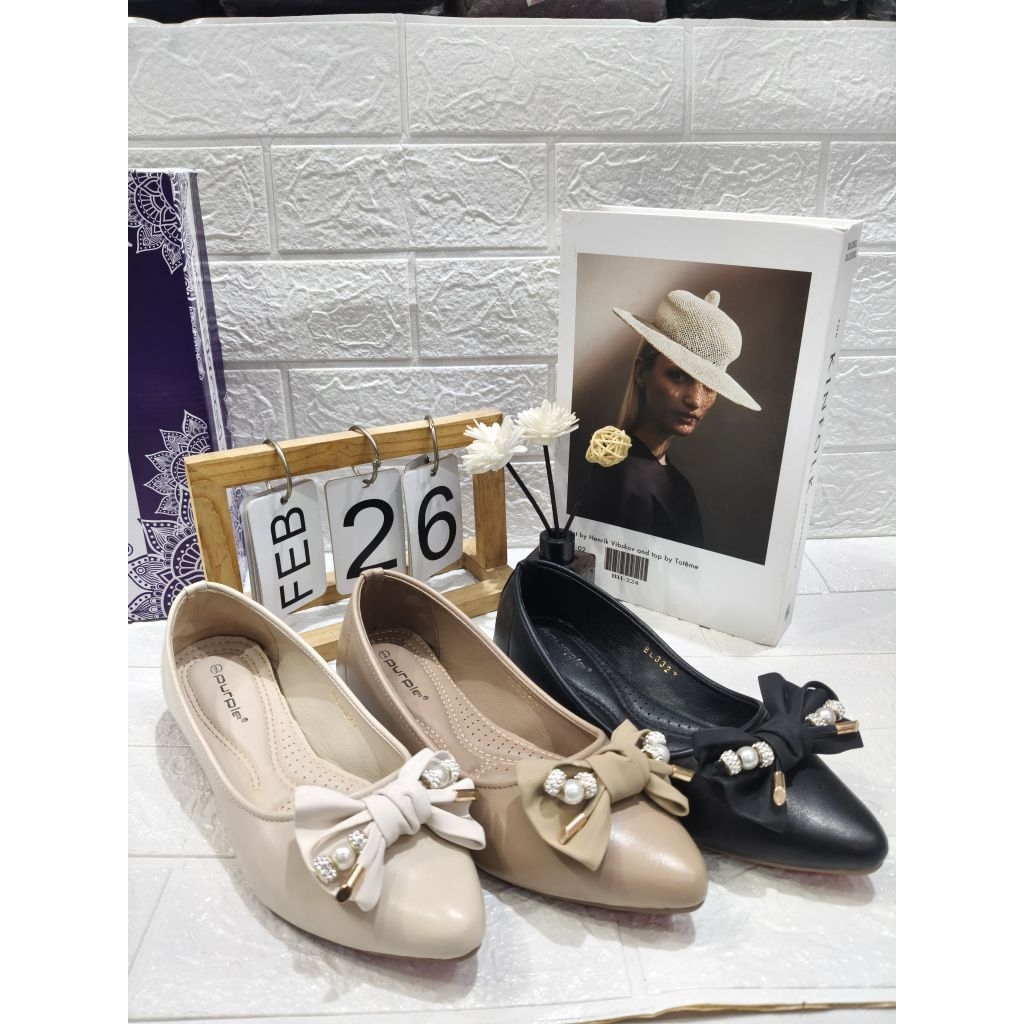 PURPLE- Sepatu balet Flat shoes Wanita kerja elegan dan kekinian