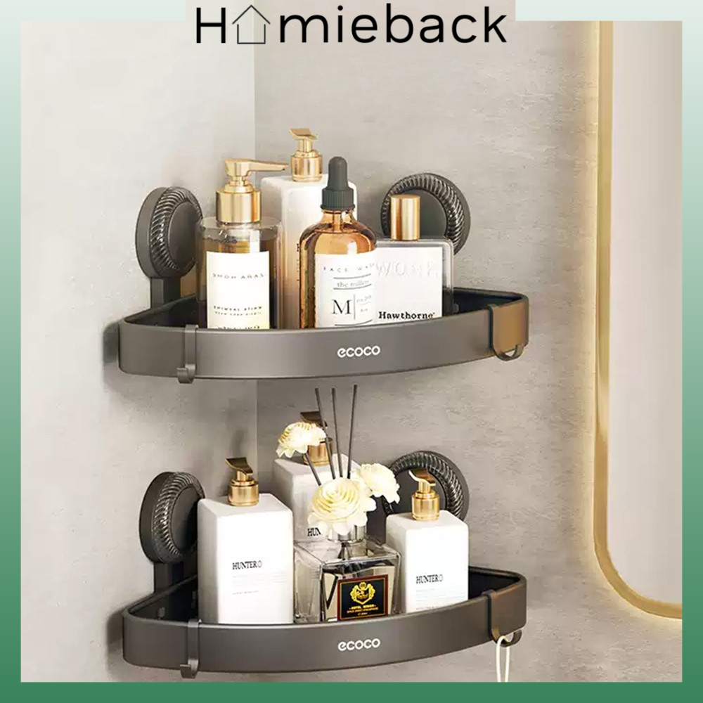 ECOCO Suction Hardware Corner Aluminium Rack -  Rak Sudut Aluminium Tempel / Rak Gantung Sudut Hisap