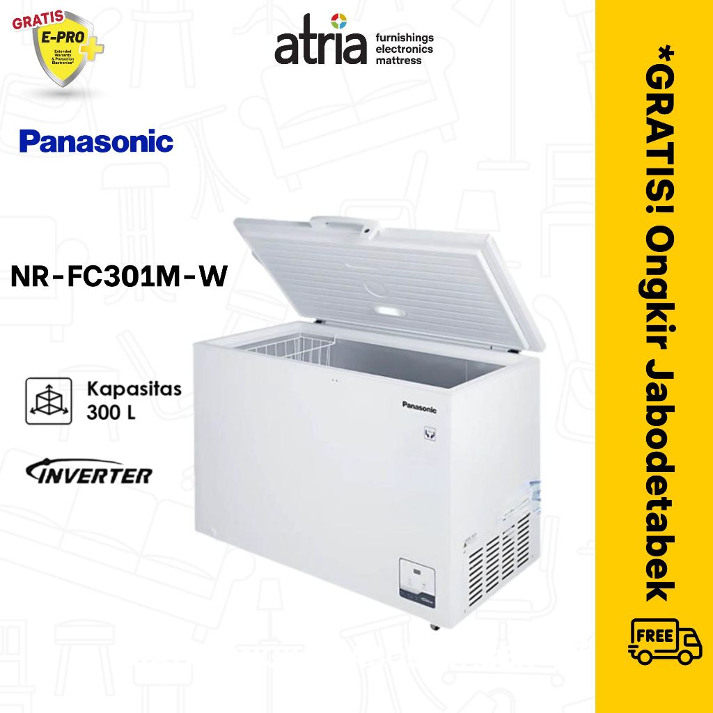 Chest Freezer Panasonic NR-FC301M-W 300 L Inverter Freezer Box Garansi Resmi