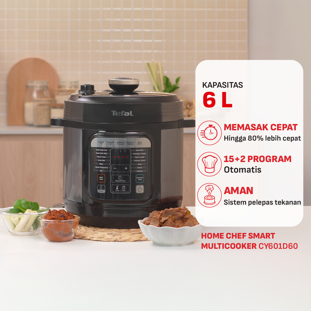 TERLARIS - Tefal Multicooker Electrik 6 L CY601 Multifungsi / Pressure Cooker Home Chef Smart / Pres