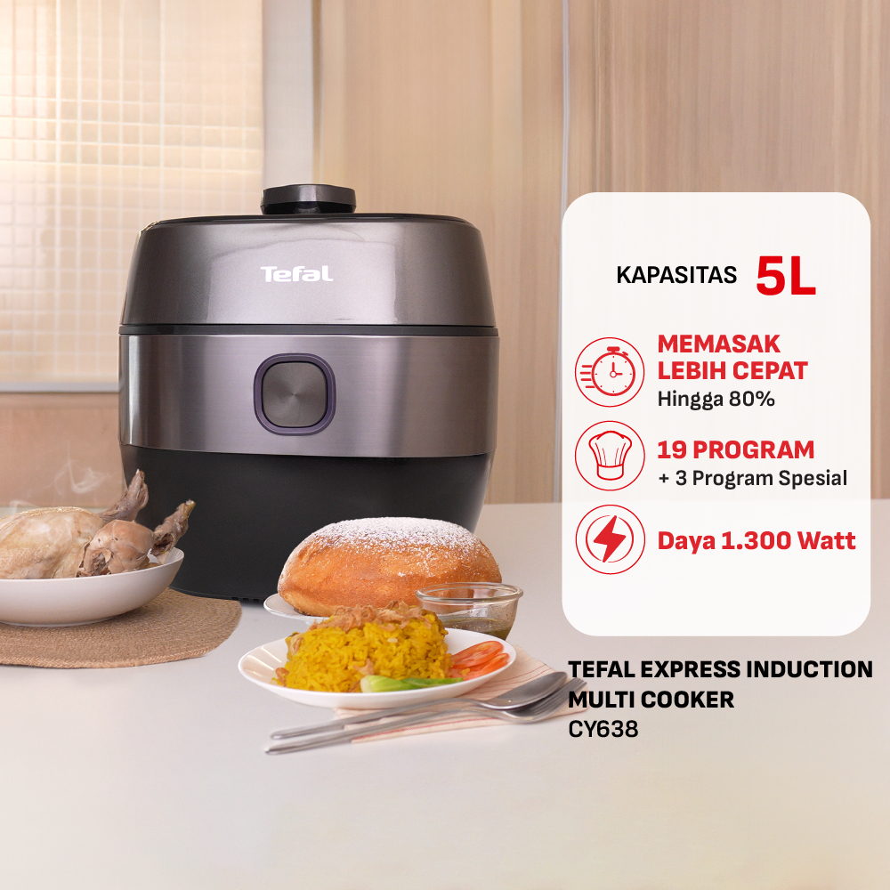 Tefal Multicooker Electric 5 Liter CY638 / Presto Listrik EPC Home Chef Smart Pro
