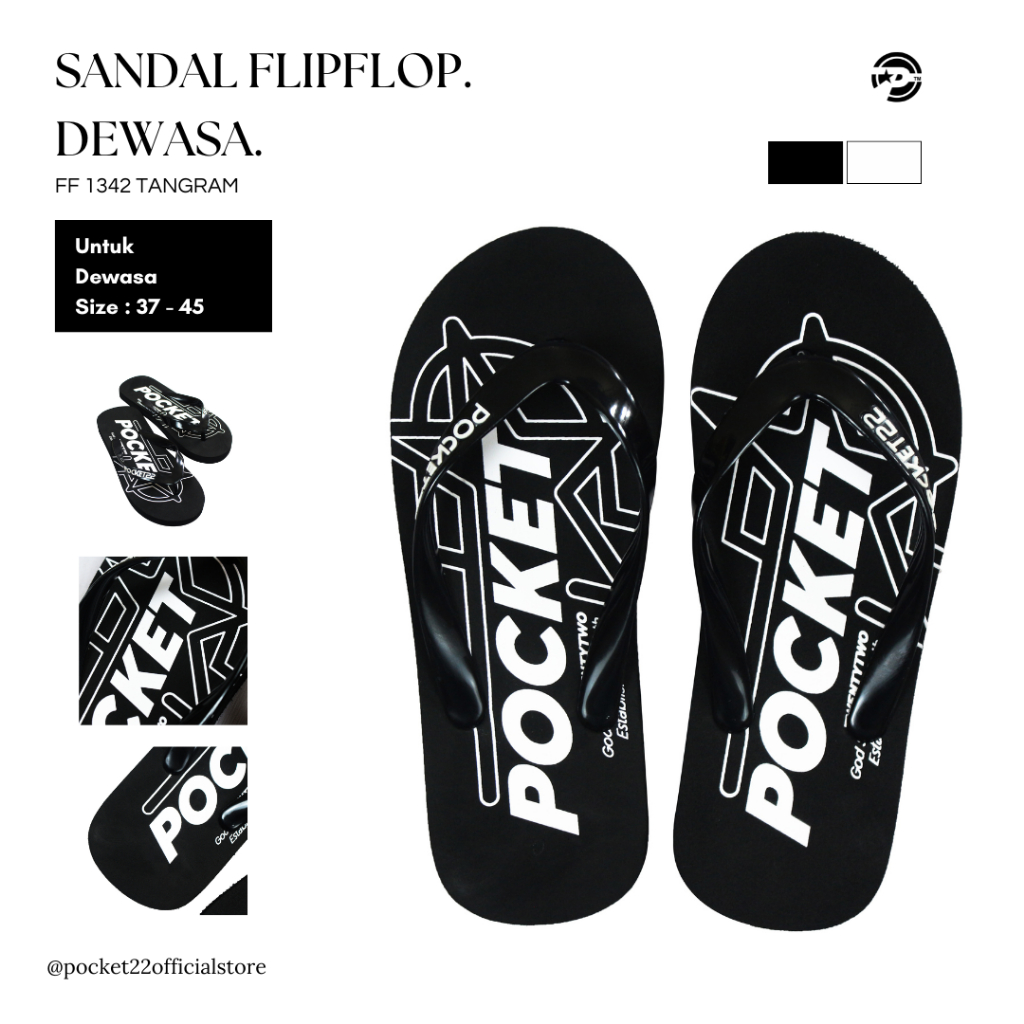 Pocket22 Sendal Motif FFD 1342 TANGRAM - Sandal Terbaru, Tampilan Menarik, Empuk Dan Nyaman Dipakai
