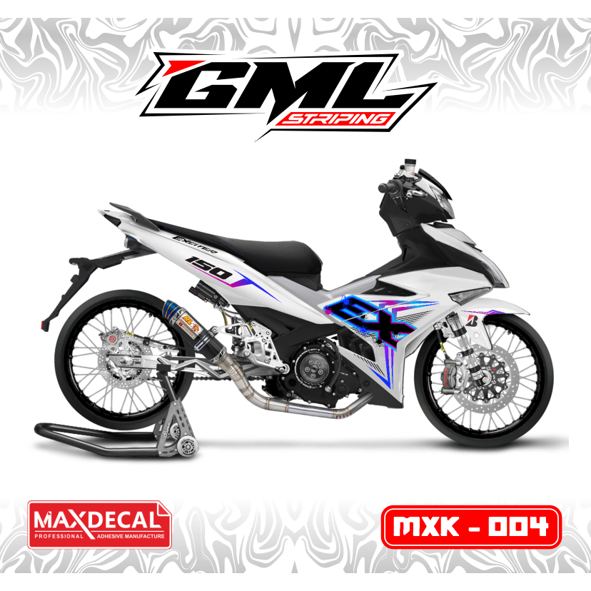 Striping MX King 150 Exciter Transparan Uv Glossy MAX DECAL Warna putih pink biru Malaystyle