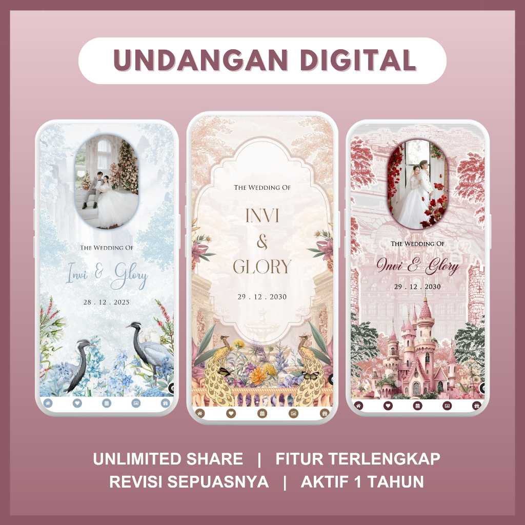 Undangan Digital Pernikahan Website Online Premium | Undangan Web Nikah Aesthetic Art Foto & Tanpa F