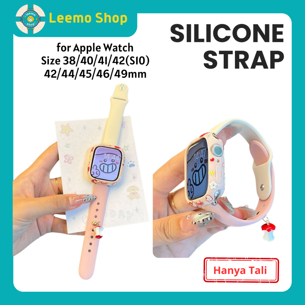 Strap Smartwatch Silicone Gantungan Apel Tali Jam Tangan Silikon Charm Apel Kompatibel untuk Apple W