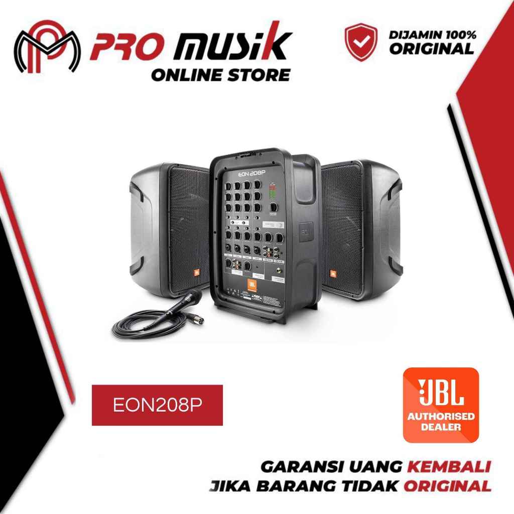JBL EON 208P EON 208 EON-208P EON208P Sistem Speaker Portabel Mixer Aktif 8-Channel Bluetooth