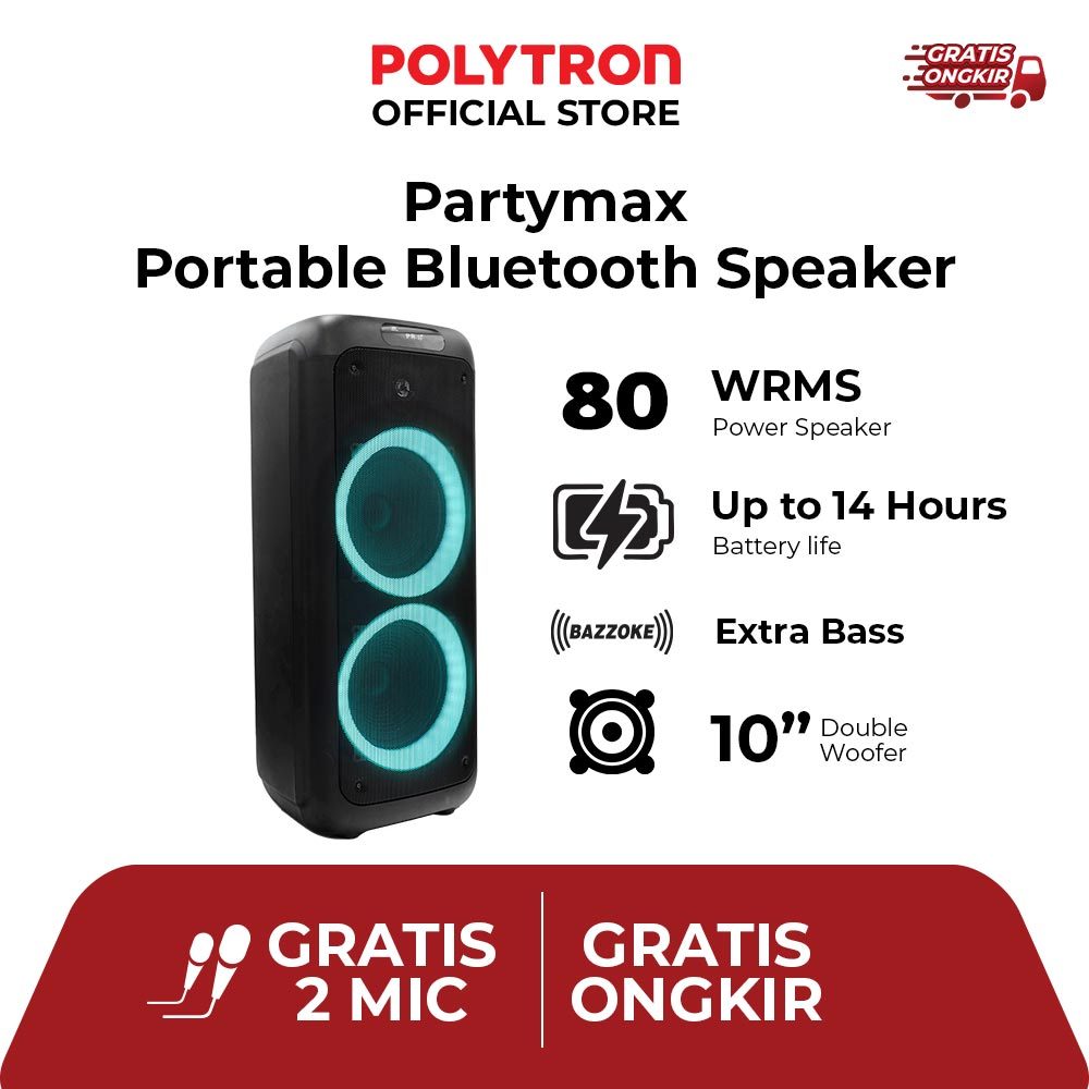 SPEAKER Portable Wireless Polytron PPS 10L22 (Free 2 Mic Wireless)