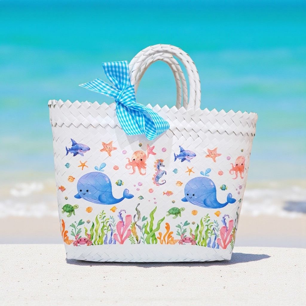 Tas souvenir ulang tahun motif boy tas anyaman plastik estetik decoupage