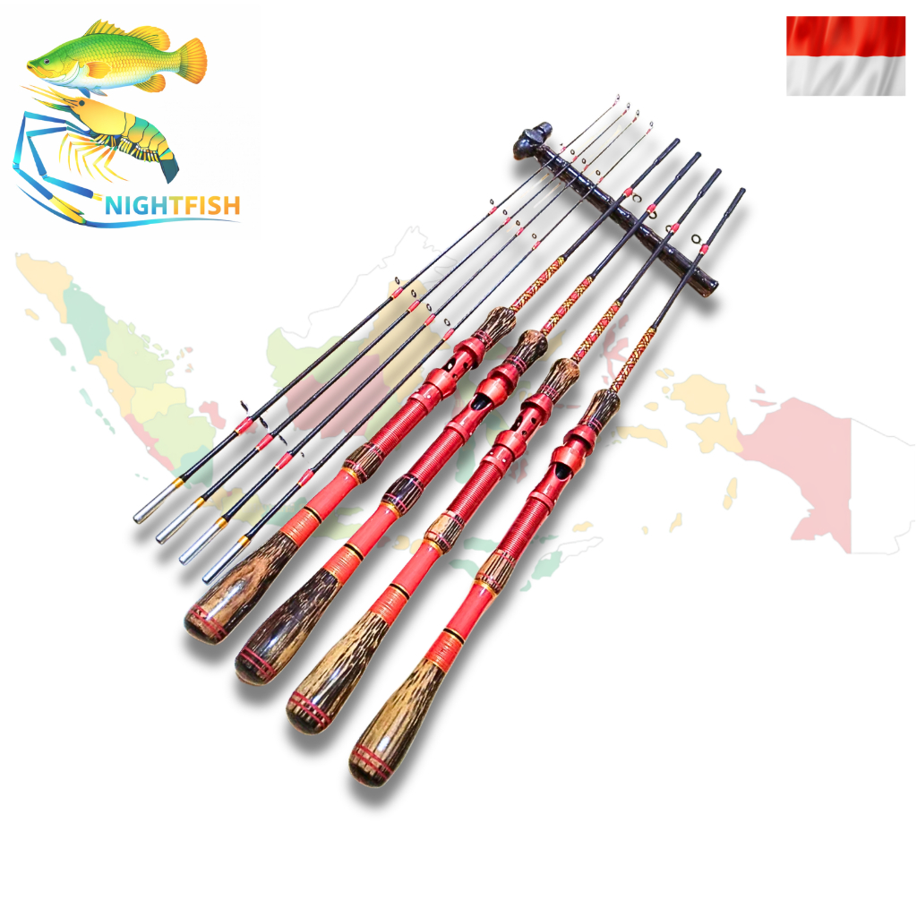 pancing ikan model spinning fiber 170 cm dengan gagang nibung
