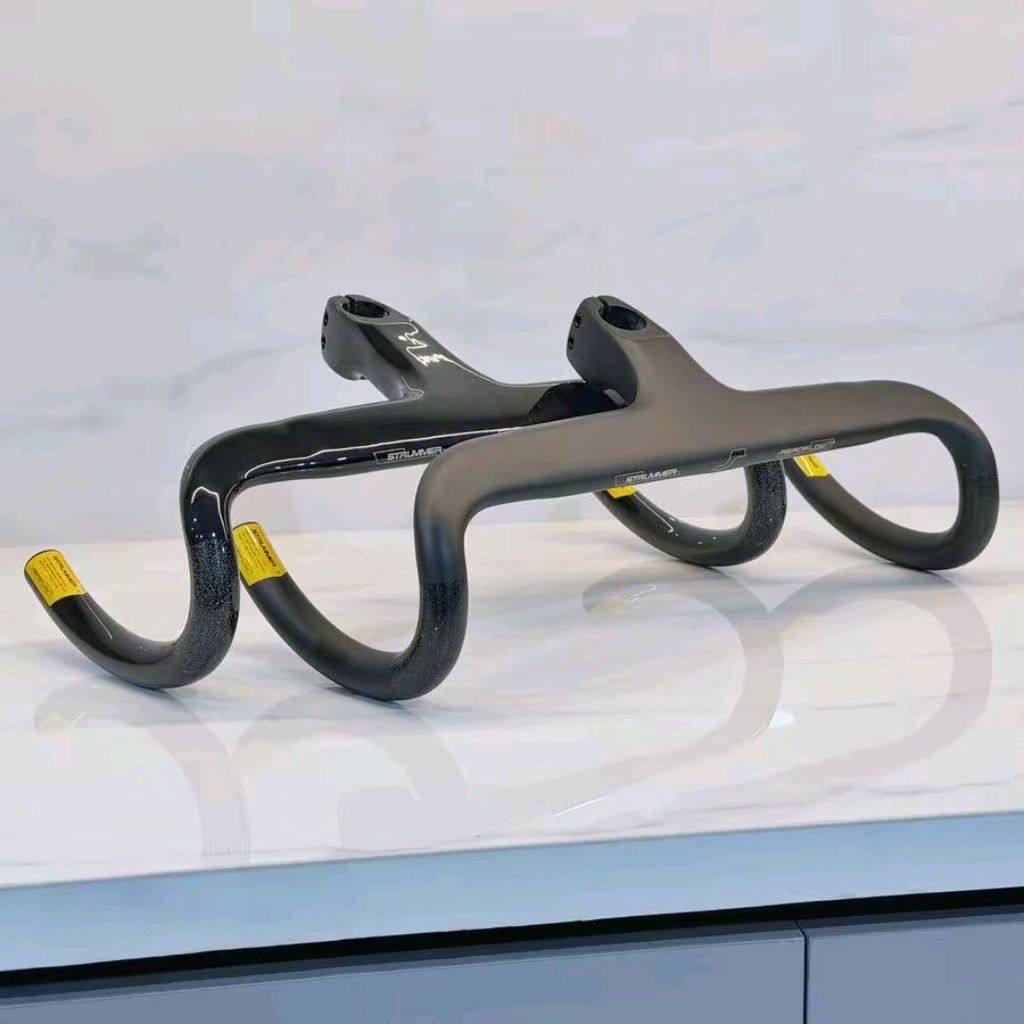 Handlebar Dropbar Stang Balap Strummer Aeroflow CF5 Integrated 380 400 420 Glossy Black panjang 80 9