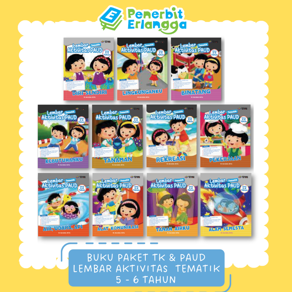 [Erlangga Official] Buku Paket Tk/Paud: Lembar Aktivitas Paud Tematik Isi 11 Buku Usia 5-6 Tahun - K