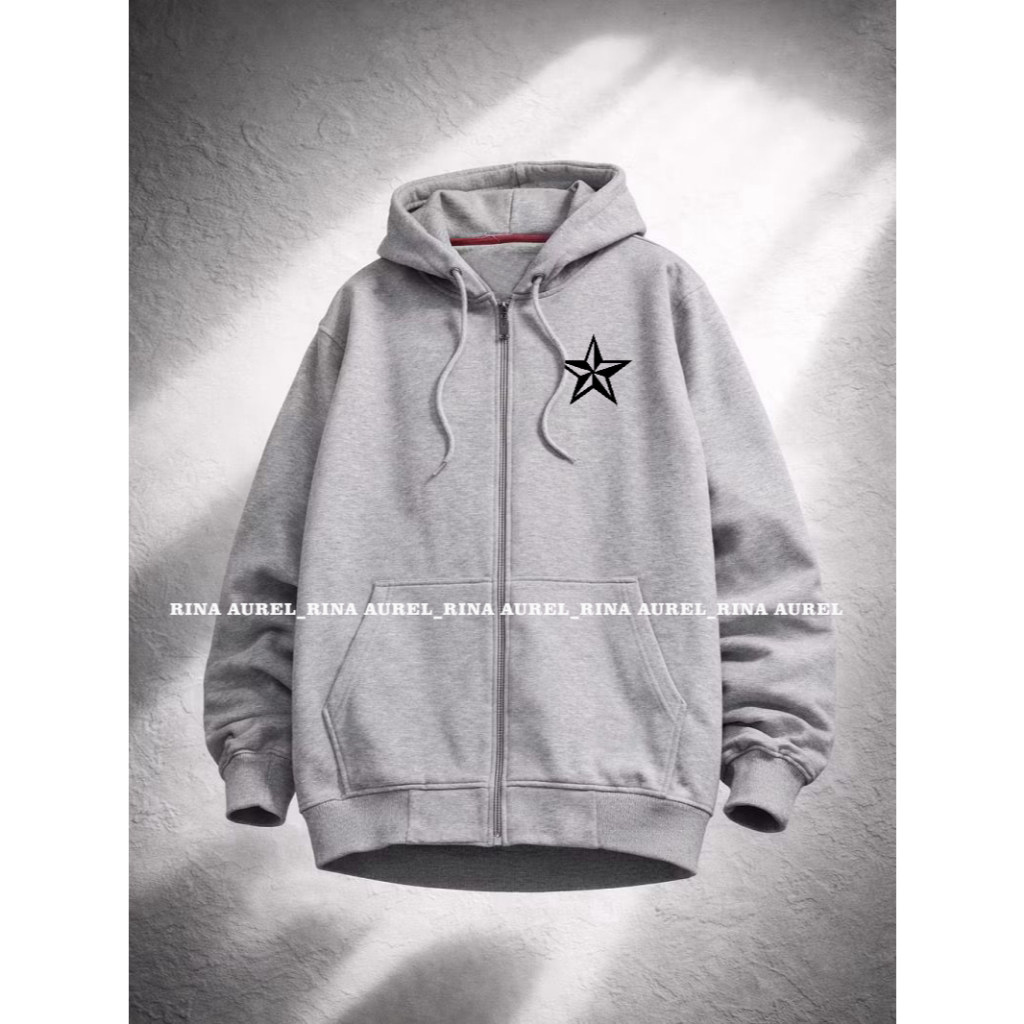 Terlaris Jaket Zipper Logo Bintang Hoodie STONE ISLAND Bahan Katun Twill Pria Wanita Modis Dan Trend