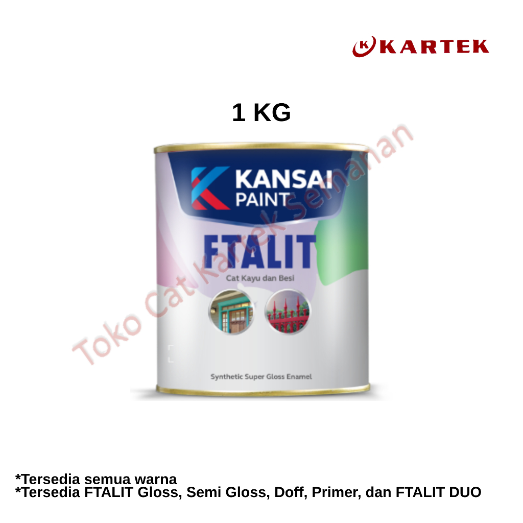 Kansai Paint FTALIT Cat Besi Cat Kayu Sintetis Glossy Tahan Karat & Tahan Cuaca ukuran 1kg 1 kg Glos