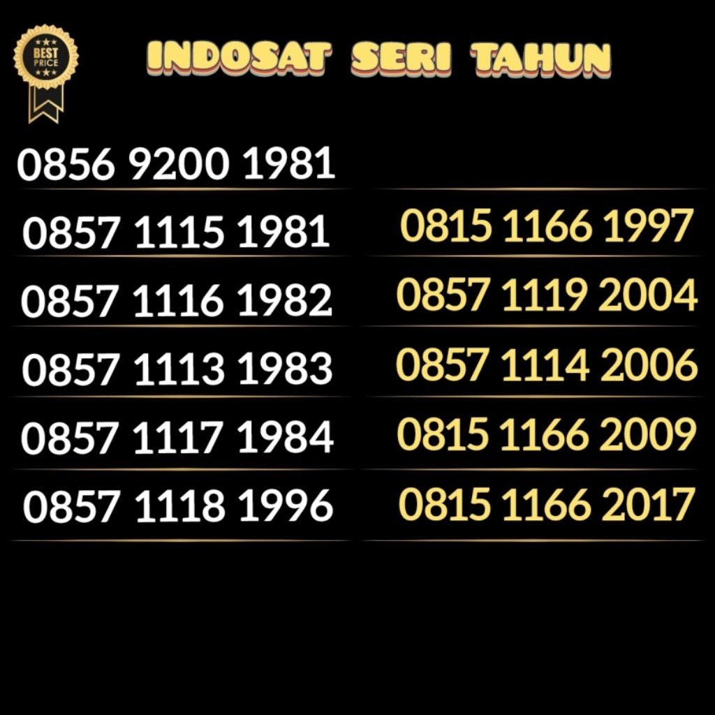 Nomor cantik indosat tahun
