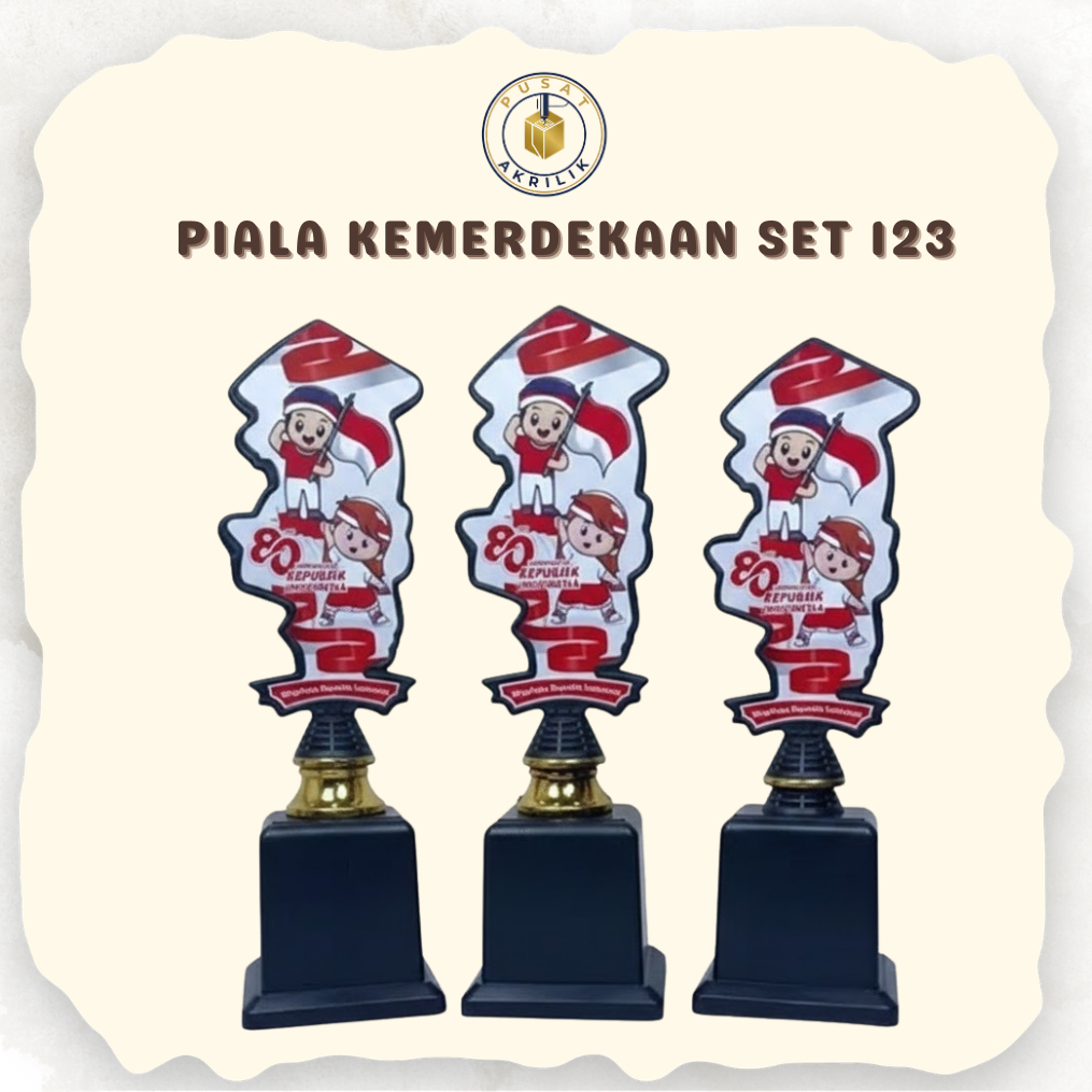 PIALA PLASTIK KEMERDEKAAN SET 123 (MODEL 2)- PIALA AGUSTUSAN- PIALA KEMERDEKAAN - PIALA SET 123 -PIA