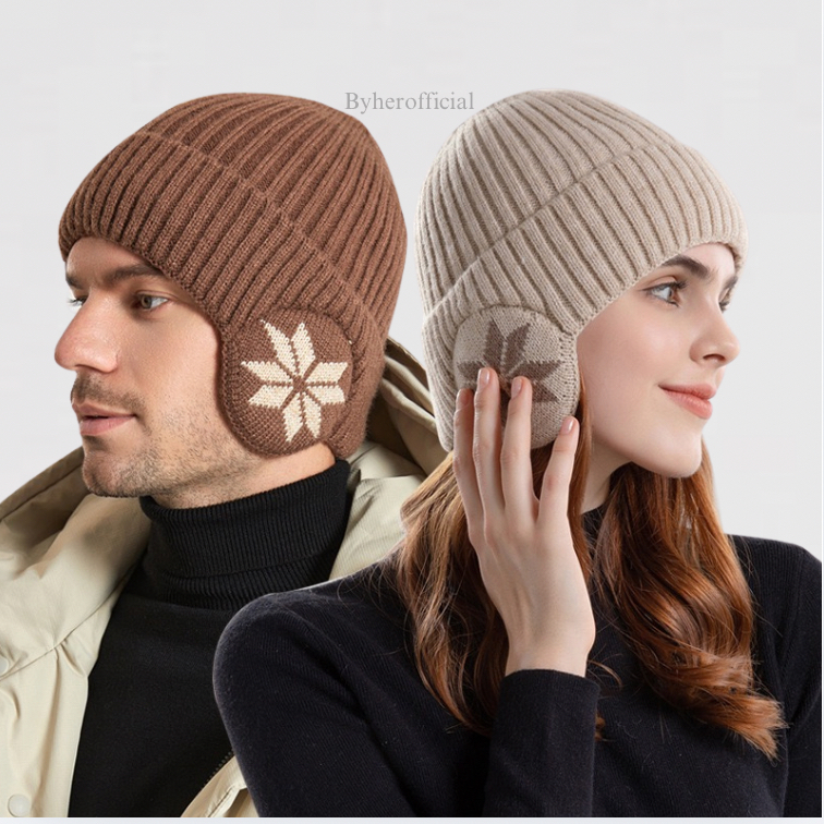 By Her Official - Topi Wol + Penutup Telinga Winter Unisex Cowok Cewek / Topi Kupluk Musim Dingin / 