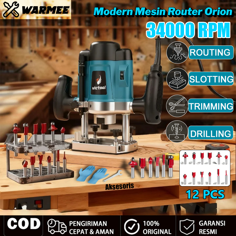WARMEE Mesin Router Orion Modern 34000RPM Mesin Router Kayu Besar Wood Trimmer Skok Bobok Kayu