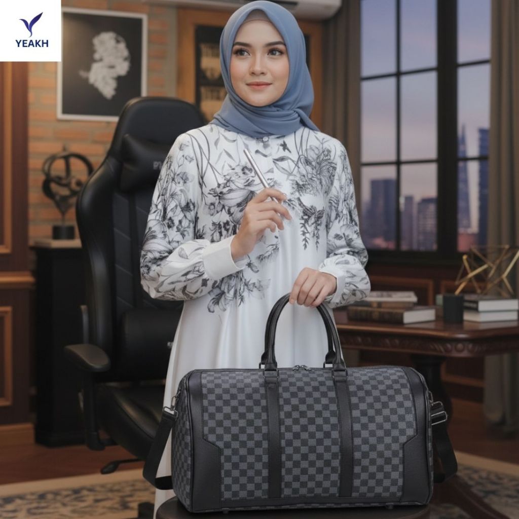 Tas Traveling Travel Besar Kotak Hitam Coklat Pria Wanita