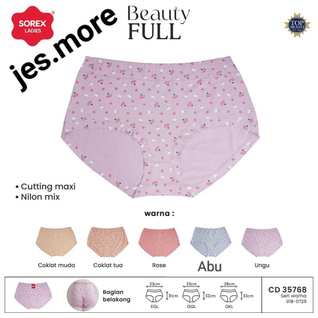 6 CD SOREX 35768 CD Celana Dalam Wanita Jumbo Motif Bunga Bercutting Maxi Size EQL - QXL