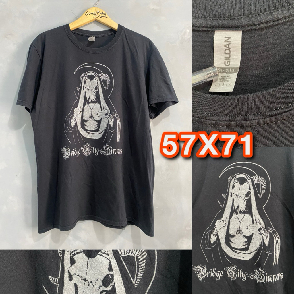 Kaos Band metal Bridge City Sinners Black Merch - Preloved Gildan Softstyle