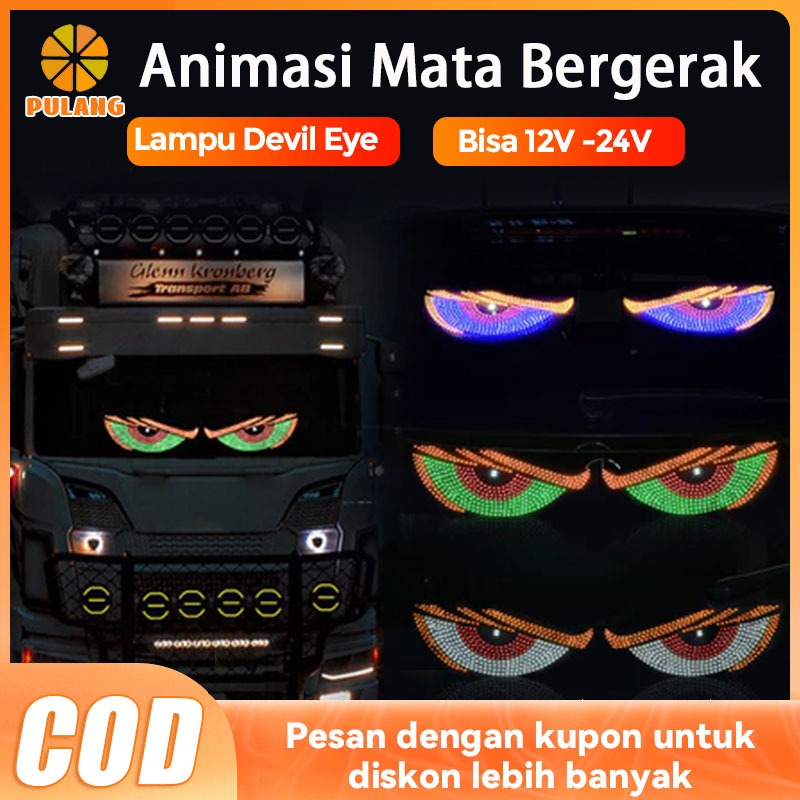Pulang Animasi Mata Bergerak Mobil LED / Stiker Mobil USB Tampilan LED / Lampu Kaca Depan Dan Belaka