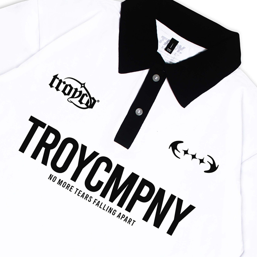 Troy Company Wangky Polo Shirt White Black Tristitia - Kaos Polo Wangki Pria Putih Hitam WKD 2899