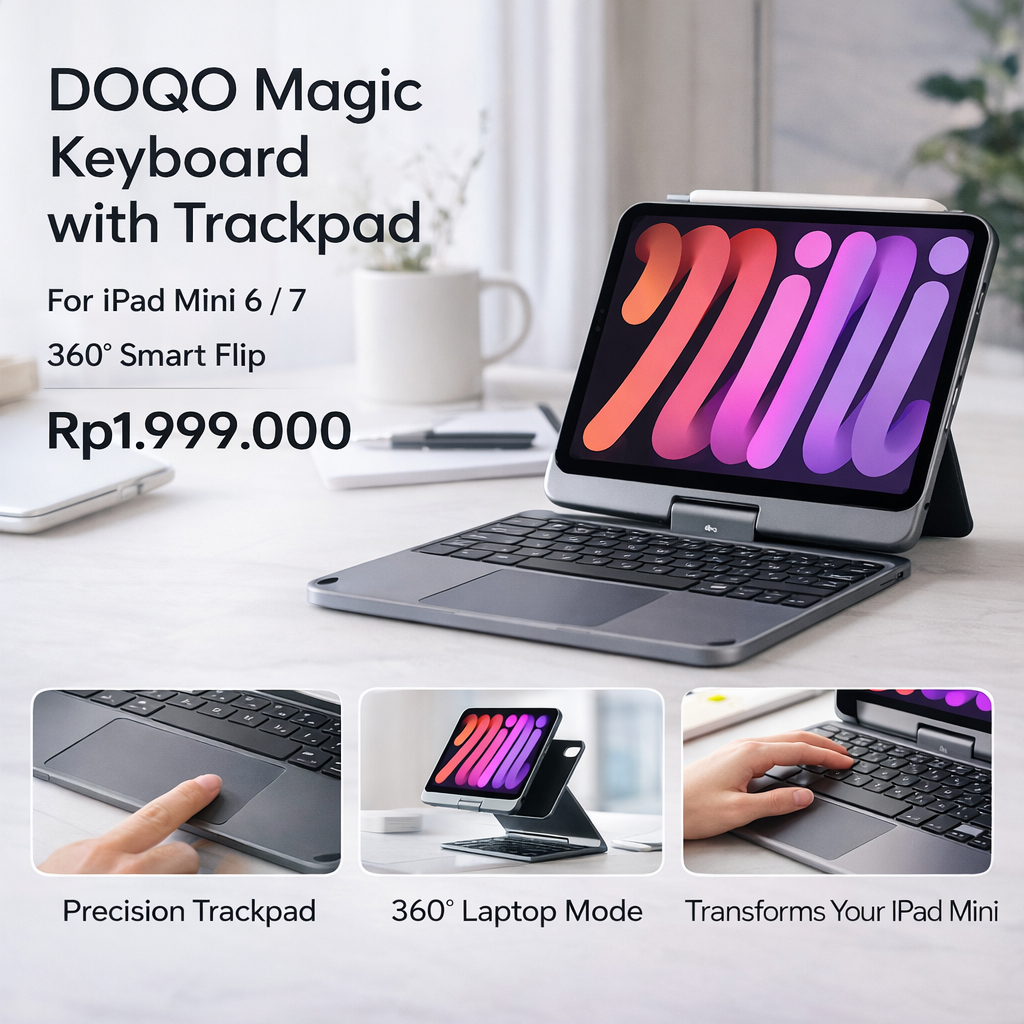 ORIGINAL DOQO iPad Mini 6 Magic Keyboard Trackpad Case Casing 360 Smart Flip Cover