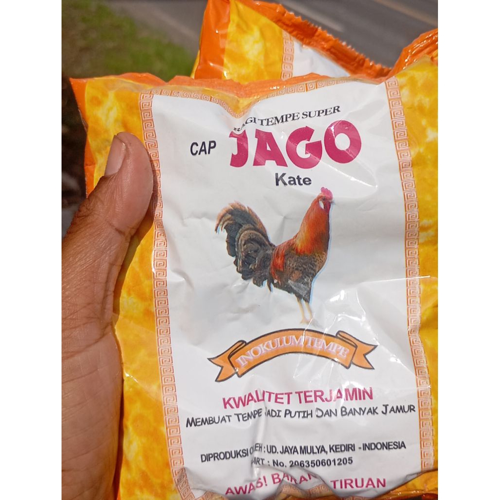 Ragi Tempe Super Cap Jago - Hasil Tempe Putih, Banyak Jamur, Mudah Digunakan