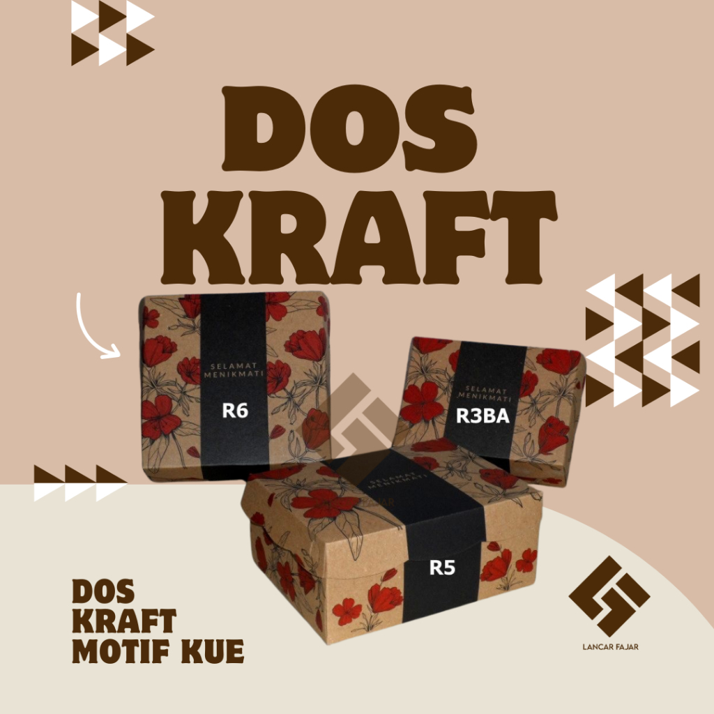 [100 pcs] DUS R5 / R8 / R10K KRAFT MOTIF BUNGA MERAH l DUS HAJATAN l DUS R8 350 GSM