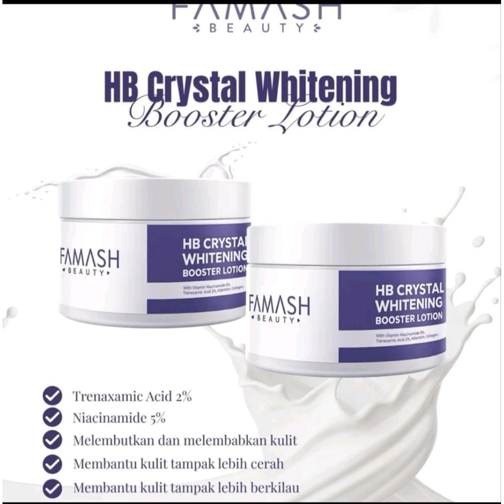NEW HB CRYSTAL WHITENING BOSTER NIGTH LOTION DOSTING 250ml + BY FAMASH BEAUTY