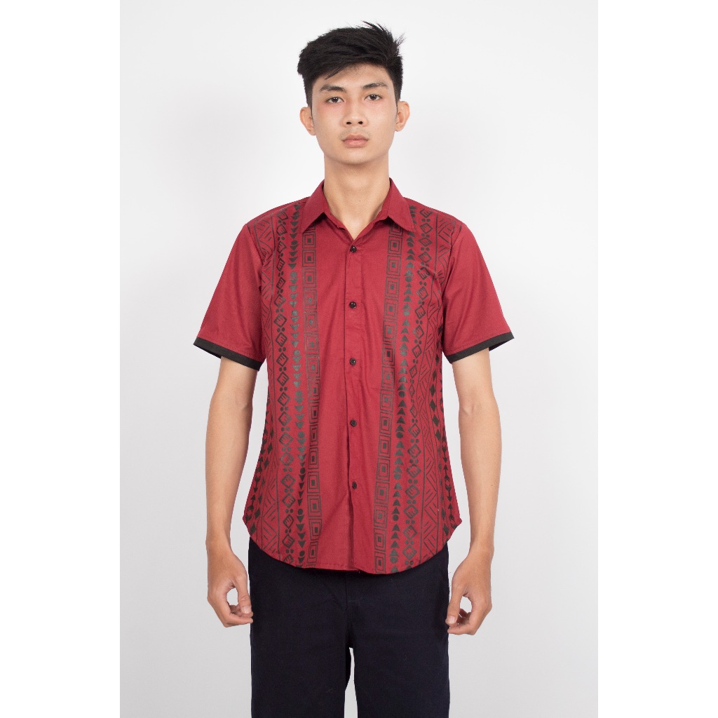 FortKlass putra kemeja polos pria lengan panjang formal slimfit cowok Baju Koko Sablon Motif Kemeja 