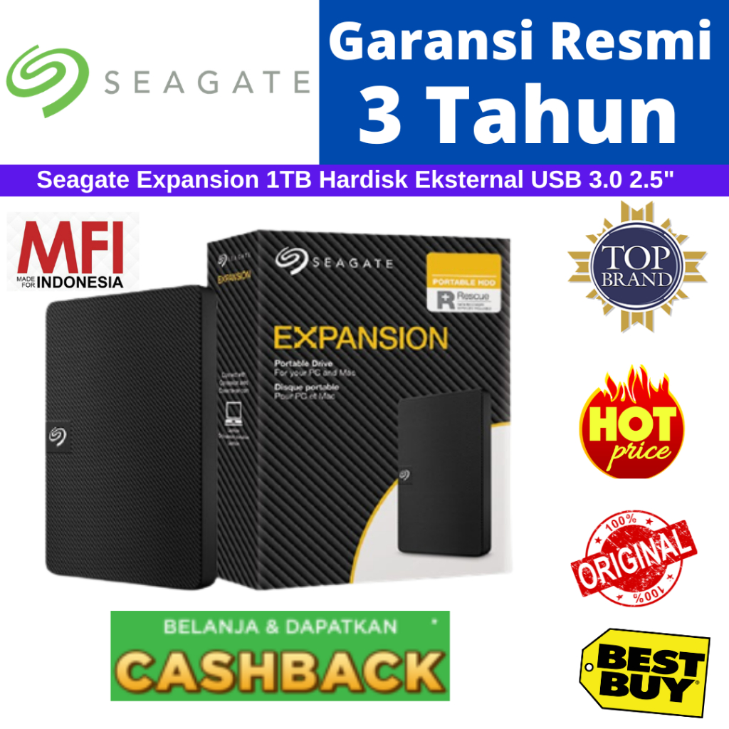 Seagate Expansion 1TB Harddisk External / Hardisk Eksternal 2.5" USB 3.0 Resmi