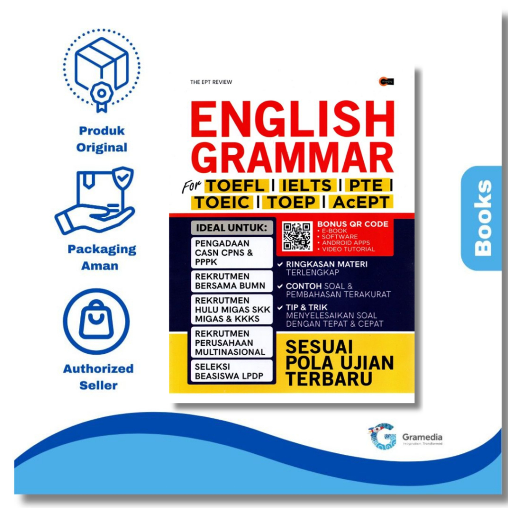 Gramedia Palembang - English Grammar for TOEFL, IELTS, PTE, TOEIC, TOEP, AcEPT - The EPT Review -Cme