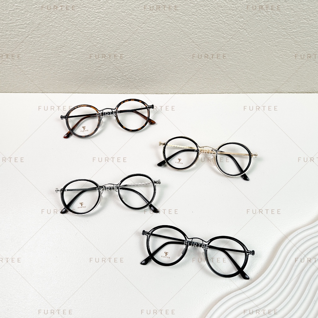 Kacamata Metal Bulat Oval Kombinasi Lensa Photochromic Blueray Anti Radiasi Minus Normal Silinder Pl