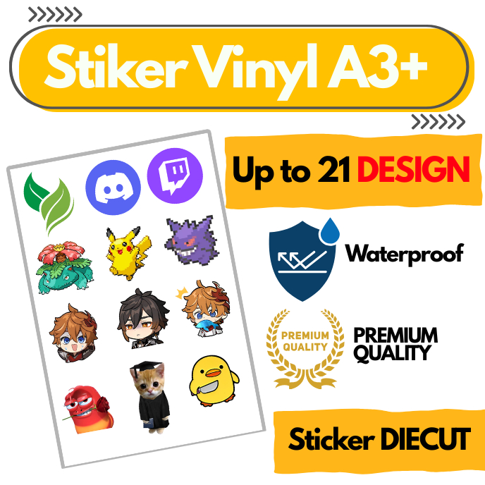 Cetak Stiker Vinyl A3+ Custom Sticker DIE-CUT